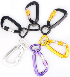Aluminum Carabiner Snap for Dog Leash Suppliers Black Color Swivel Self Locking Carabiners