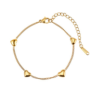 สร้อยข้อมือรูปหัวใจเคลือบทอง 18K ประดับเพชรซิคอน สแตนเลส 304 โรแมนติก เหมาะสำหรับผู้หญิง ใช้ในชีวิตประจำวัน หรือเป็นของขวัญ - Product Image 1