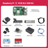 Kit Raspberry Pi 5 avec 1/2/4/8 Go de RAM, caméra, SSD, boîtier métallique, écran 7 pouces, kit de démarrage officiel pour l'informatique périphérique et les projets DIY