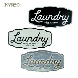 IVYDECO LaundryCo。メタルサインウォッシュドライフォールドとリピートヴィンテージ家の装飾アイアンアメリカンカスタムメダル塗装文字