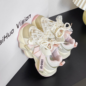 2025 nuove <span class=keywords><strong>scarpe</strong></span> Torre da ragazza autunnali Sneakers da principessa per bambini con fondo morbido esplosioni di perle con chiusura a lacci per la primavera - Product Image 3