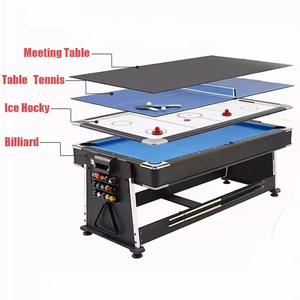 Mesa de billar de pizarra de mármol de alta calidad 7 pies profesional 3 en 1 juego multifunción - Product Image 2