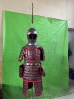 Armure Lamellaire Métallique de Guerrier de la Dynastie Song Chinoise Ancienne, avec Casque à Plumes, pour Reconstitutions Historiques et Scènes
