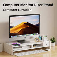 Support de moniteur d'ordinateur de bureau à trois niveaux en plastique, étagère de rangement mobile pour salon