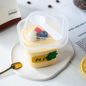 Vaso de Plástico PP Transparente Desechable de 220ml/280ml Personalizado para Pasteles, Yogur, Helado, Pudín y Postres con Tapa y Cuchara - Product Image 2