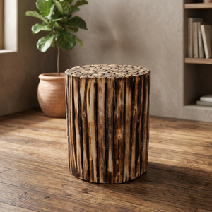 Rustic Handmade Wooden <b>Stool</b> Modern Solid Wood Accent Seat for Living Room Bedroom Apartment Home Decor Furniture - Product Image 2
