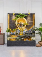 Grande fontaine d'eau intérieure sur pied avec éclairage LED, cascade paysagère chinoise pour hall d'hôtel, décoration de maison ou de bureau