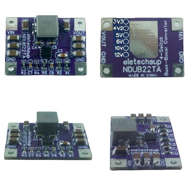 Max 3A Synchronous 4-Switch High Efficiency DC-DC Buck-Boost Converter Module 3-23V to 3.3V 4.2V 5V 6V 10V 12V Voltage Regulator