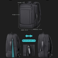 Mochila Expandible para Portátil de Negocios, 15.6 Pulgadas, Gran Capacidad, Impermeable, con Puerto de Carga USB y Tira Reflectante