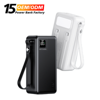 Banco de Energía Portátil Personalizable de Gran Capacidad, 20W 22.5W, Carga Rápida PD, 30000mAh, LED, Cable Integrado, 40000mAh 50000mAh