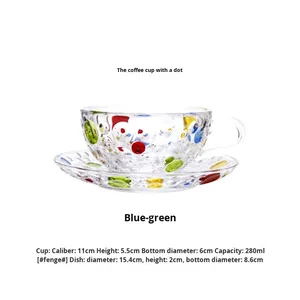 Set Classico Ecologico di Tazza e Piattino <span class=keywords><strong>a</strong></span> <span class=keywords><strong>Pois</strong></span>, Tazza di Alta Qualità per Tè Pomeridiano Inglese, Tazza <span class=keywords><strong>a</strong></span> Petalo per Colazione e Dessert - Product Image 2