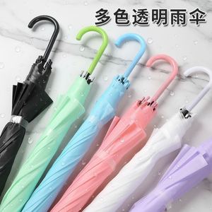 Parapluie publicitaire personnalisé à manche long droit en PVC transparent, semi-automatique, télescopique, couleur givrée, 90 cm ouvert - Product Image 3