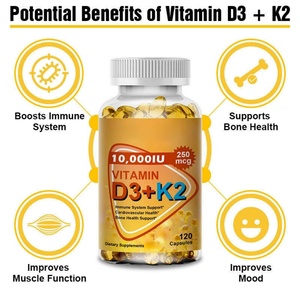 Cápsulas de Vitamina D3 K2 de 10000 UI, 120 Cápsulas, Marca Privada, Fabricación Personalizada, Ingredientes Naturales, Suplemento Vitamínico - Product Image 3