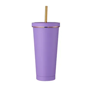 CUPPARK Personalized 750ml Insulated 304 Stainless Steel Milk Tea Mug Shiny Straight Cup With Straw