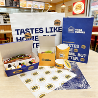 Juego de Empaques de Papel para Comida Rápida Personalizados, Caja para Hamburguesas, Vaso para Papas Fritas, Bolsa de Papel, Papel Antigrasa para Envolver, para Restaurantes de Comida para Llevar