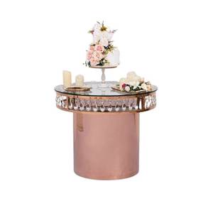 Factory Direct Sale Rose Pattern Stainless Steel Crystal Cake <b>Table</b> for Wedding <b>Party</b> Decoration - Product Image 2