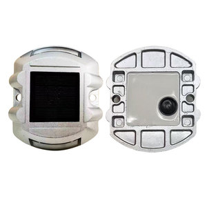 <span class=keywords><strong>Panneau</strong></span> solaire rond avec lumière LED œil de chat, batterie solaire intégrée, signalisation routière LED, lumière clignotante, éclairage de voie - Product Image 3