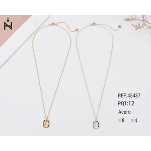 Collana Angelina Power con Pendente Ovale, Catena a Serpente in Oro e Argento, Stile Classico, Cristalli e Strass con Incastonatura a Castone, Regalo Unisex - Product Image 3