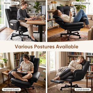Modern PU Leather Ergonomic <b>Swivel</b> <b>Office</b> <b>Chair</b> Headrest Adjustable Height Stainless Steel Base Home <b>Office</b> Hotel School - Product Image 5