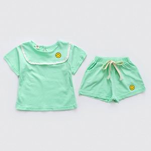 Nouvel ensemble de survêtement deux pièces pour enfants, style été, col rond, manches courtes, short ample, provenant de Shanghai - Product Image 3