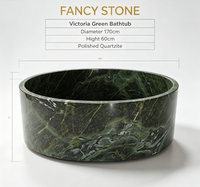 Baignoire en quartzite vert naturel poli de luxe FANCY STONE Victoria Green pour salle de bain moderne, hôtel et villa haut de gamme