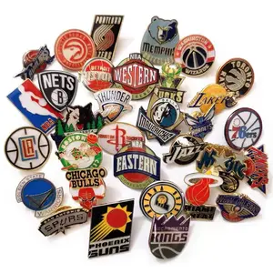 Fabrik benutzer definierte Logo Promotion Geschenk Nba Warriors Lakers Brosche Bucks Celtics Pin Zink legierung Abzeichen Metall Handwerk