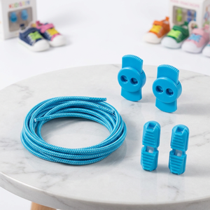Em Estoque: Cadarços Redondos Esportivos para Adultos e Crianças com Fecho Metálico e Elástico de Borracha, Sem Amarrar, para Tênis Esportivos - Product Image 2