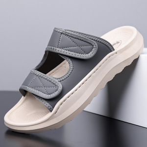 Gray Thick Soled Slide <b>Sandals</b> For Men 2508 Casual Beach Wear - Product Image 1
