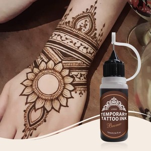 YSORNO Link <span class=keywords><strong>Encre</strong></span> de <span class=keywords><strong>tatouage</strong></span> temporaire botanique naturelle 10ml, jus de henné imperméable en noir, rouge, vert, cyan - Peinture corporelle - Product Image 2