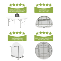Vente en gros, table ronde de 180cm en plastique HDPE pliante pour banquet et repas, fête, événement, mariage, 72 pouces, 6 pieds, résistant aux UV pour l'extérieur
