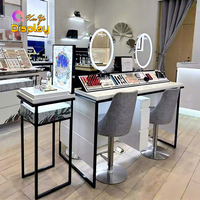 Bureau de Maquillage en Acier Inoxydable avec Éclairage LED, Design Écologique et Recyclable, Dimensions Personnalisables, Conception Pratique, Espace de Travail Spacieux