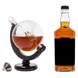 OEM 2021 whisky liquori liquori Decanter decorazione, inciso a forma di globo <span class=keywords><strong>mondo</strong></span> Decanter, supporto in fibra di vetro nave a vela - Product Image 1
