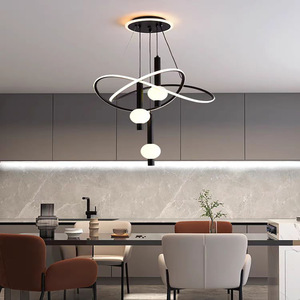 Candelabro de techo nórdico dorado, negro y <span class=keywords><strong>blanco</strong></span>, <span class=keywords><strong>luz</strong></span> colgante LED moderna para cocina, Isla, comedor, sala de estar o mall - Product Image 4