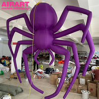 Araignée gonflable d'Halloween, couleur dégradée, pour décoration de maison hantée/fête d'horreur, araignée gonflable géante violette