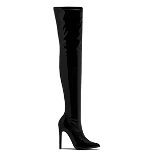 Bottes hautes pour femme, collection automne 2020, effet miroir, à talon aiguille, bout pointu, avec fermeture éclair latérale, grandes tailles jusqu'au 43 - Product Image 6