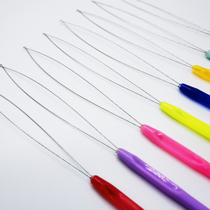<b>Plastic</b> Handle Hair Extension Tool Threader Needle <b>Beading</b> Wig Hook Color Mixing Long Handled 8 Colors Set - Product Image 2