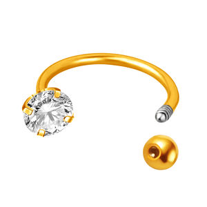 Phẫu thuật Thép + tinh thể thép không gỉ mạ vàng Thông tư Barbell vách ngăn Vòng móng ngựa piercing đồ trang sức - Product Image 2