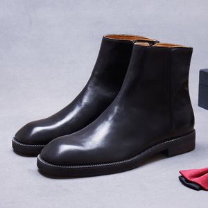 Botas Chelsea de Cuero de Primera Calidad, Estilo Vintage Británico, Botas de Tobillo de Cuero Genuino para Hombre - Product Image 2