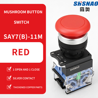 Interrupteur à bouton champignon SHSNAO LA38/39-11M, le plus vendu, 22 mm, à réinitialisation automatique, contacts en cuivre, 10A, plastique ABS, IP53, 2NO 1NO 1NC