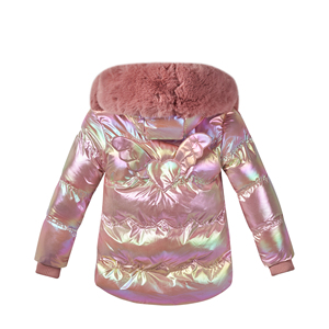 Nuova Giacca alla Moda Personalizzata <span class=keywords><strong>Rosa</strong></span> Lucida Foderata in Pelliccia per Ragazze - Product Image 2
