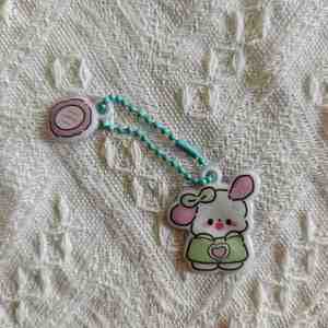 UV <b>Printing</b> PVC Beaded Phone Case Pendant Keychain <b>Mini</b> Bottle Button Mirror DIY Keychain with Rubber Keychains - Product Image 1