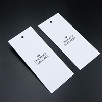 Étiquettes suspendues personnalisées en papier blanc avec logo couronne – Étiquettes de vêtements minimalistes professionnelles pour marques de mode