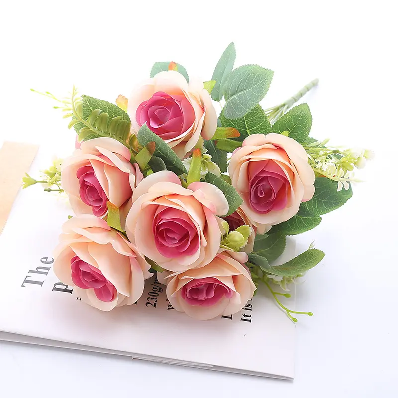 AiPing 2022 new wedding rose flower design hot 10 head artificial flowers rose bundle