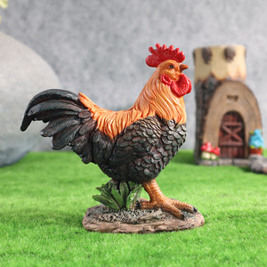 Figura de Gallo y Gallina de Estilo Rústico <span class=keywords><strong>Americano</strong></span>, Hecha a Mano y Pintada a Mano, Adorno de Resina para Jardín, Decoración del Hogar - Product Image 2