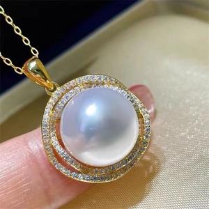 Colgante de Plata S925, Soporte Vacío para DIY, Accesorios con Cuentas Redondas de 12-13 mm, 30945, Colgante para Collar - Product Image 2