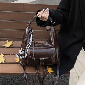 Bolso de cuero estilo hobo retro de gran capacidad para mujer, nuevo bolso de hombro. - Product Image 5