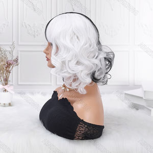 <span class=keywords><strong>Perruque</strong></span> Ainizi de 12 pouces, ondulée courte avec frange, moitié noire, moitié blanche, pour cosplay <span class=keywords><strong>Cruella</strong></span>, pour femmes - Product Image 4