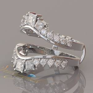 Anillo Personalizable con Aros de Diamantes, Anillo Envolvente Aggie, Anillo Envolvente de Diamantes, Anillo a Juego de Moissanita, Anillo de Eternidad, Banda de Eternidad de Diamantes - Product Image 2