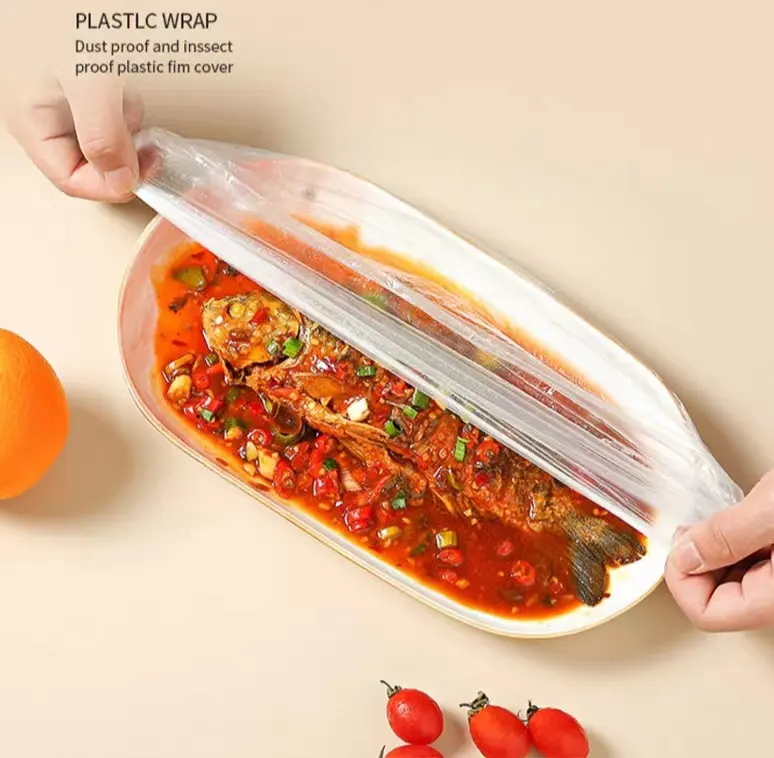 100 adet tek kullanımlık yemek örtüsü plastik Wrap elastik gıda kapakları için meyve kaseleri bardak kapaklar depolama mutfak taze tutmak koruyucu çanta