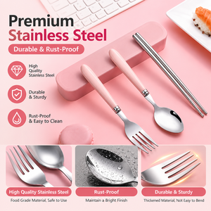 Outdoor Portable Stainless Steel Tableware Travel Camping <b>Set</b> Spoon Fork Chopstick <b>Set</b> - Product Image 5